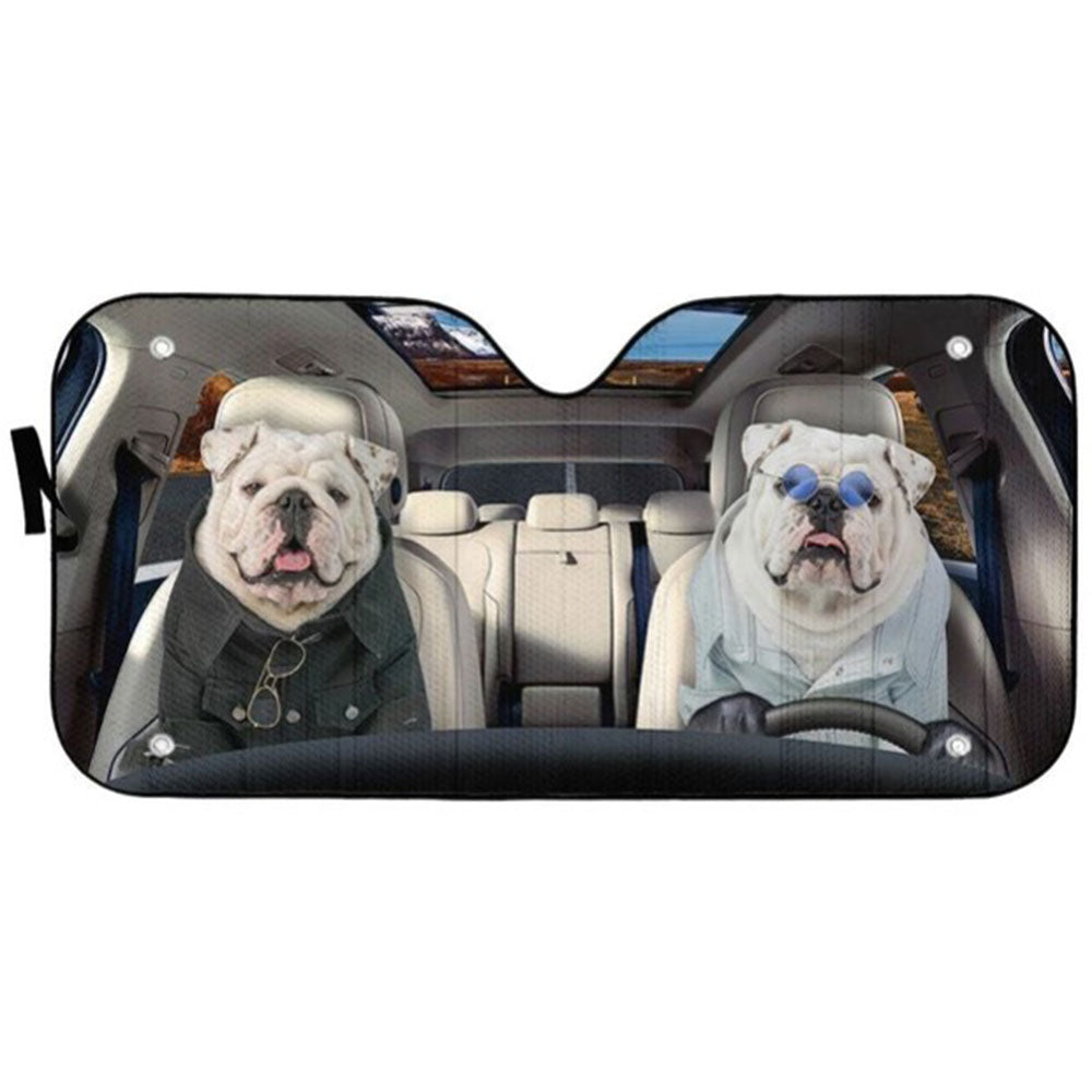 Bulldog Funny Custom Car Auto Sun Shades Windshield Accessories Decor Gift