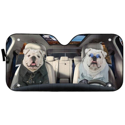 Bulldog Funny Custom Car Auto Sun Shades Windshield Accessories Decor Gift