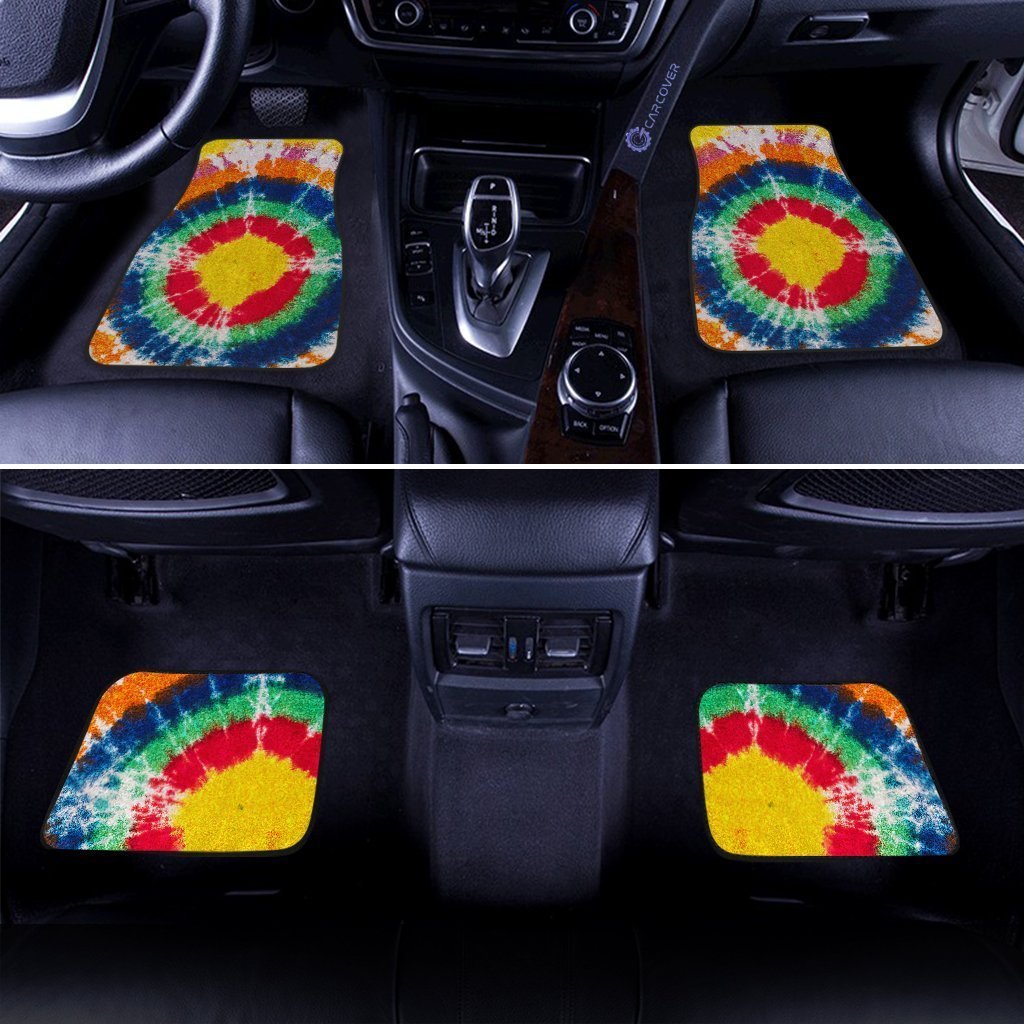 Bullseye Tie Dye Car Floor Mats Custom Hippie Car Accessories