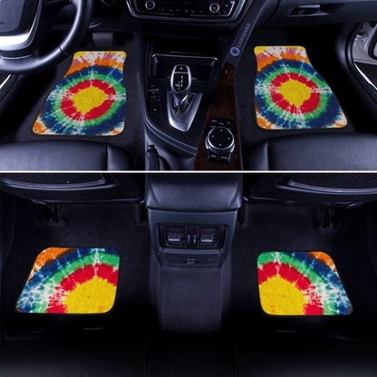 Bullseye Tie Dye Car Floor Mats Custom Hippie Car Accessories
