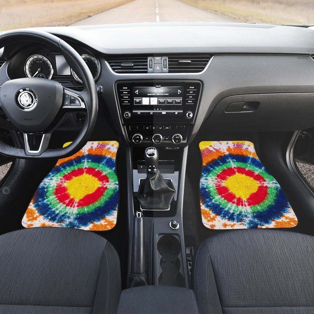 Bullseye Tie Dye Car Floor Mats Custom Hippie Car Accessories