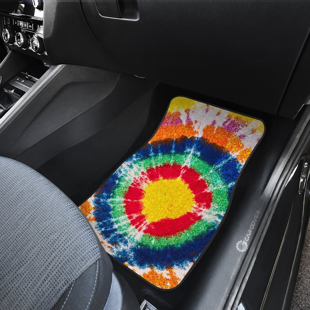 Bullseye Tie Dye Car Floor Mats Custom Hippie Car Accessories
