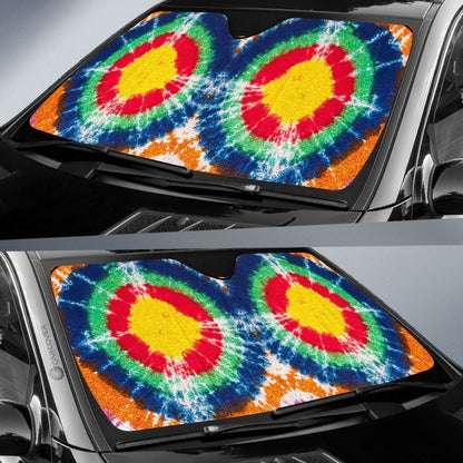 Bullseye Tie Dye Car Sunshade Custom Hippie Car Accessories