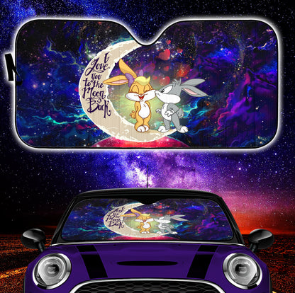 Bunny Couple Love You To The Moon Galaxy Car Auto Sunshades