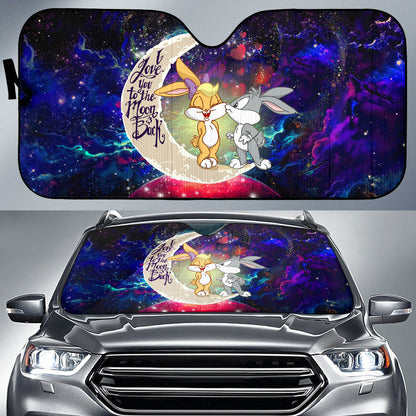 Bunny Couple Love You To The Moon Galaxy Car Auto Sunshades