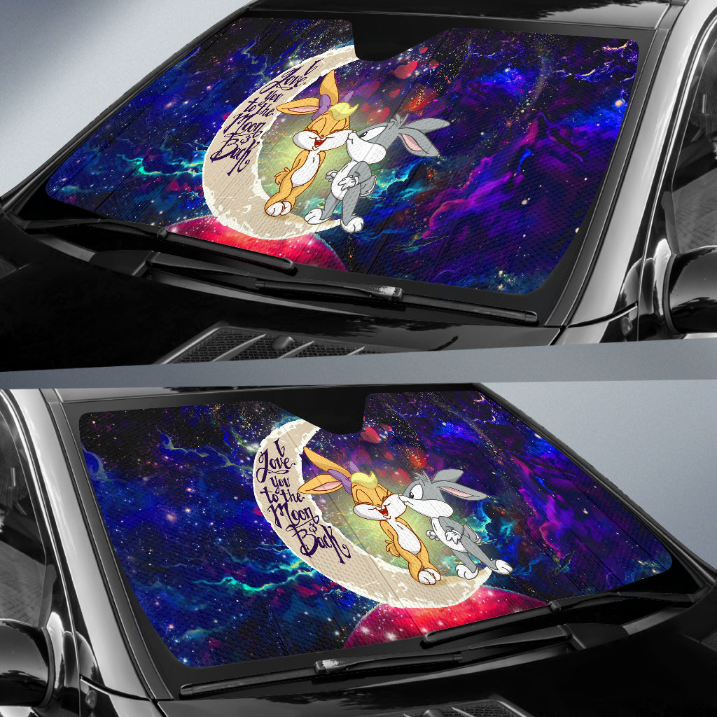 Bunny Couple Love You To The Moon Galaxy Car Auto Sunshades