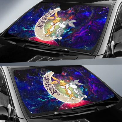 Bunny Couple Love You To The Moon Galaxy Car Auto Sunshades