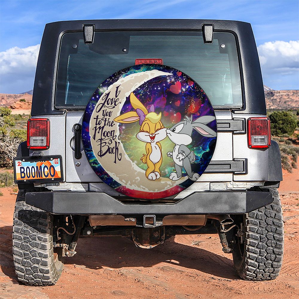 Bunny Couple Love You To The Moon Galaxy Car Spare Tire Cover