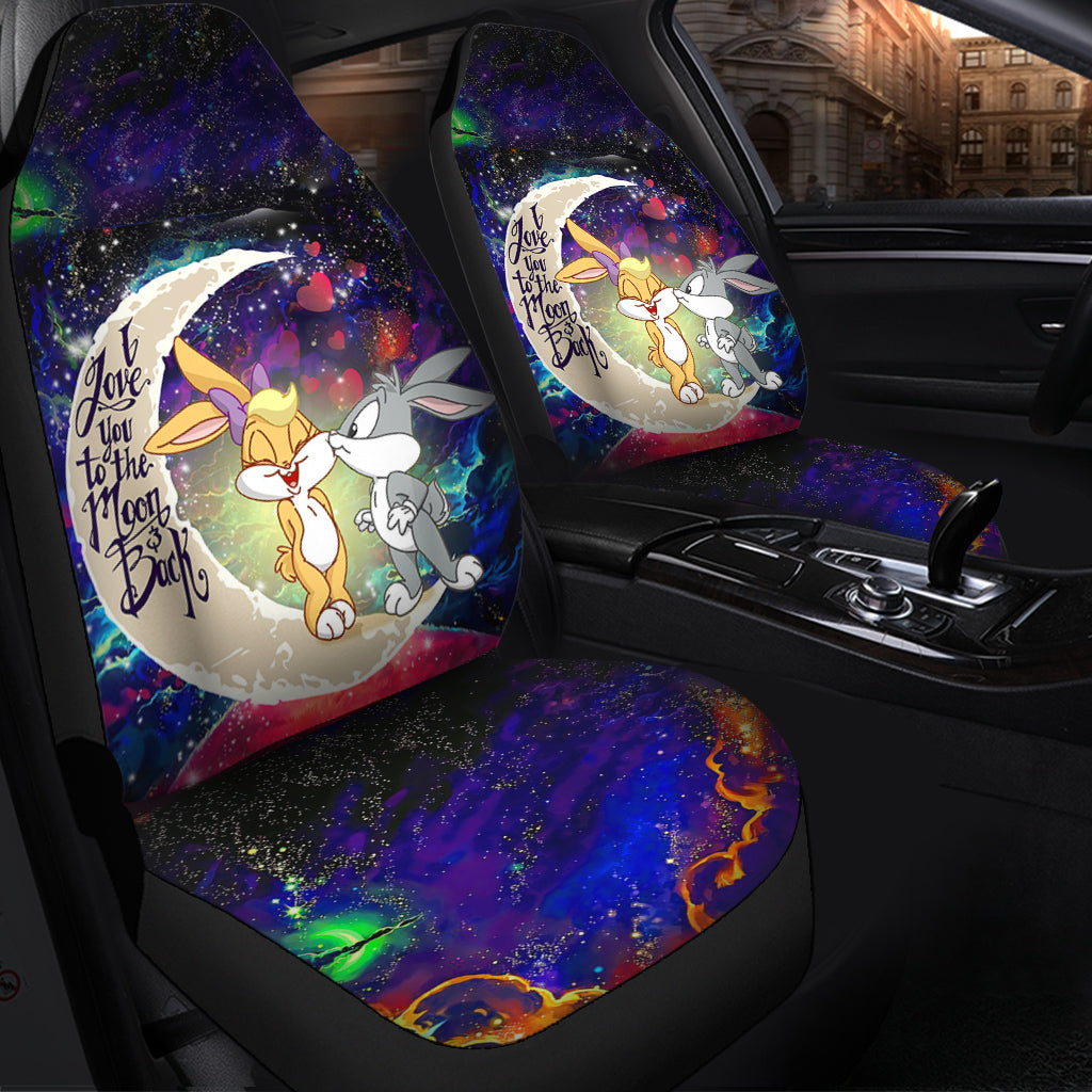Bunny Couple Love You To The Moon Galaxy Car Seat Covers