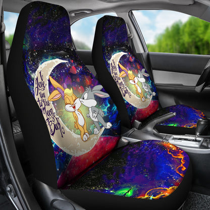 Bunny Couple Love You To The Moon Galaxy Car Seat Covers
