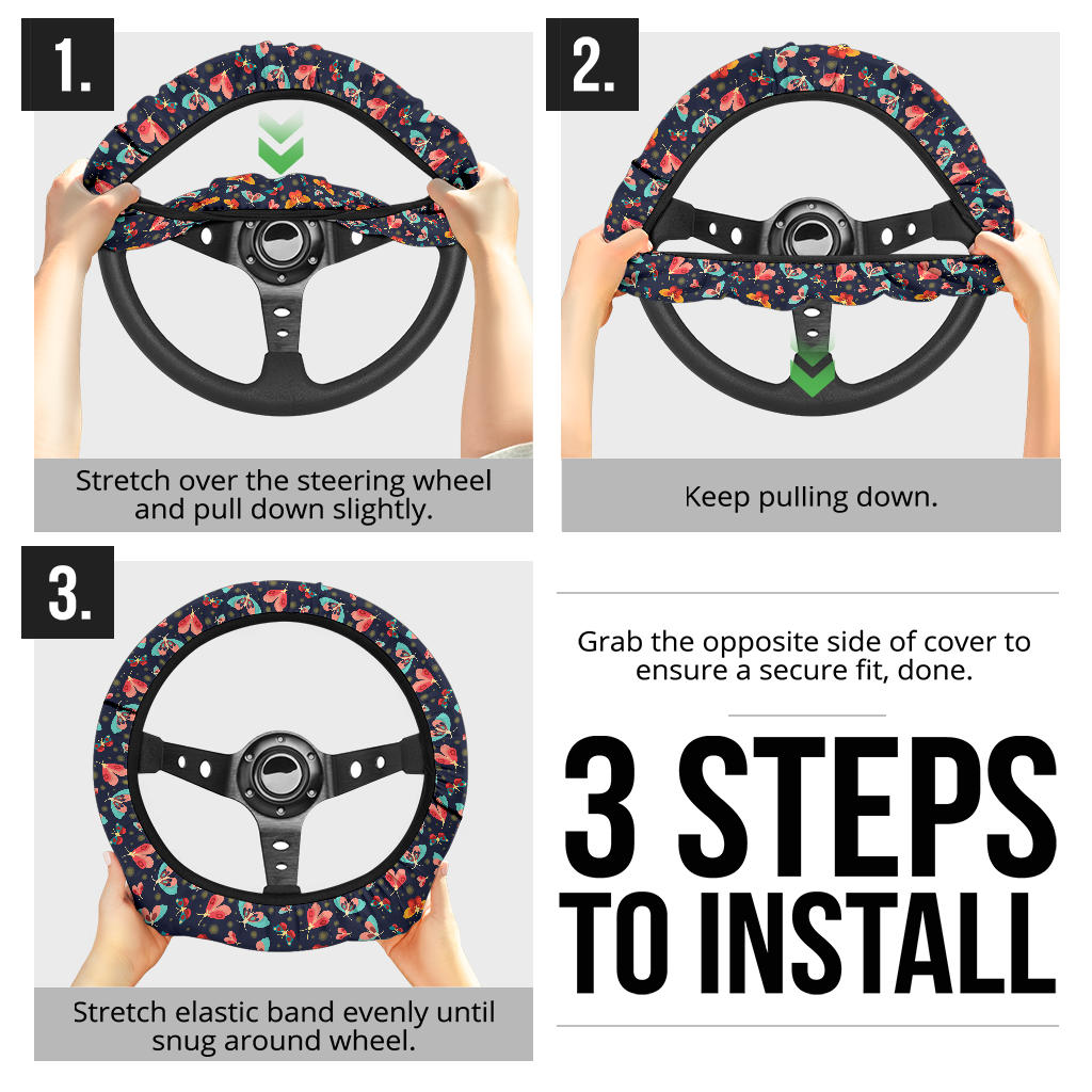 Butterfly Beautiful Premium Car Steering Wheel Cover