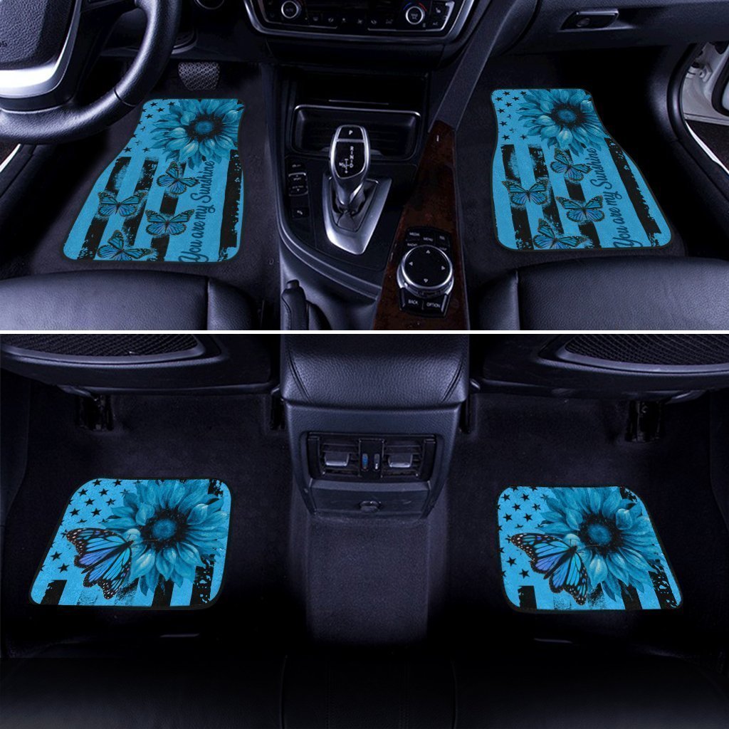 Butterfly Car Floor Mats Custom Blue Sunflower Car Accessories
