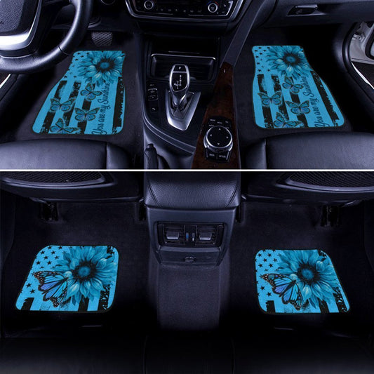 Butterfly Car Floor Mats Custom Blue Sunflower Car Accessories