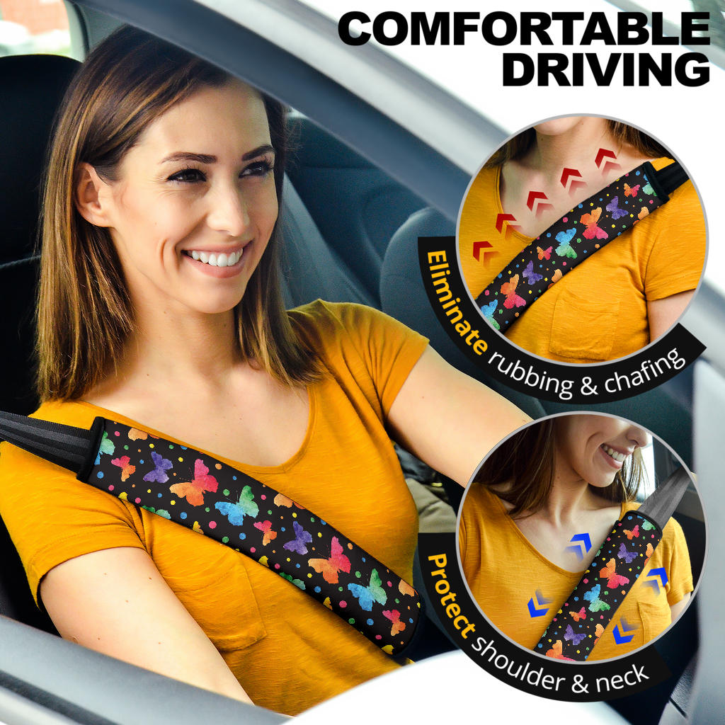 Butterfly Water Color Premium Custom Car Seat Belt Covers