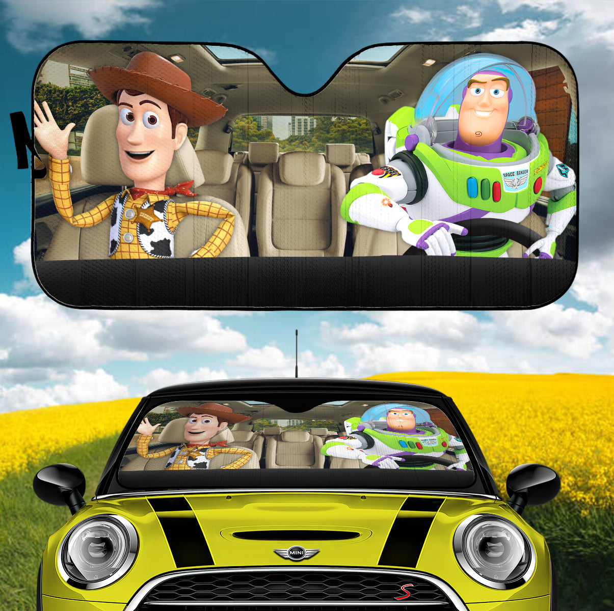 Buzz Lightyear And Woody Car Auto Sunshades