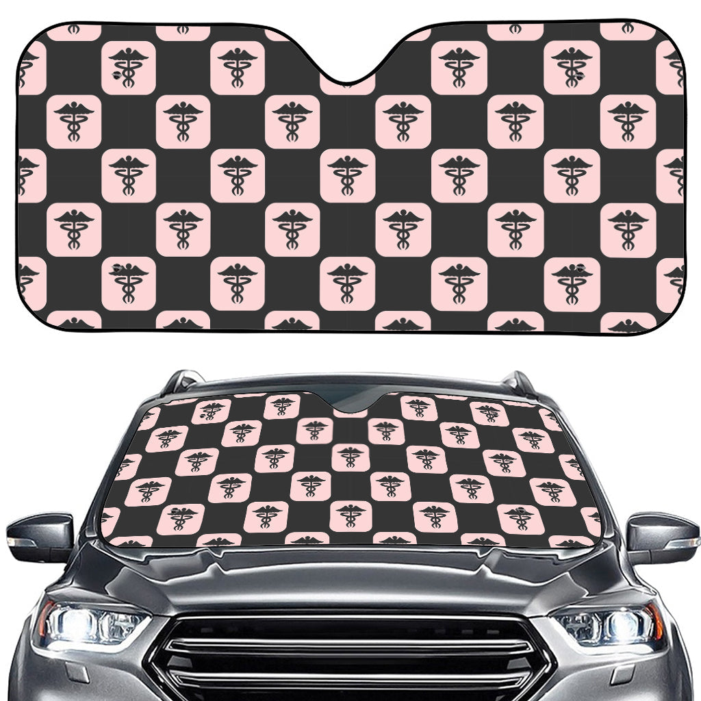 Caduceus Pattern Print Car Windshield Sun Shade