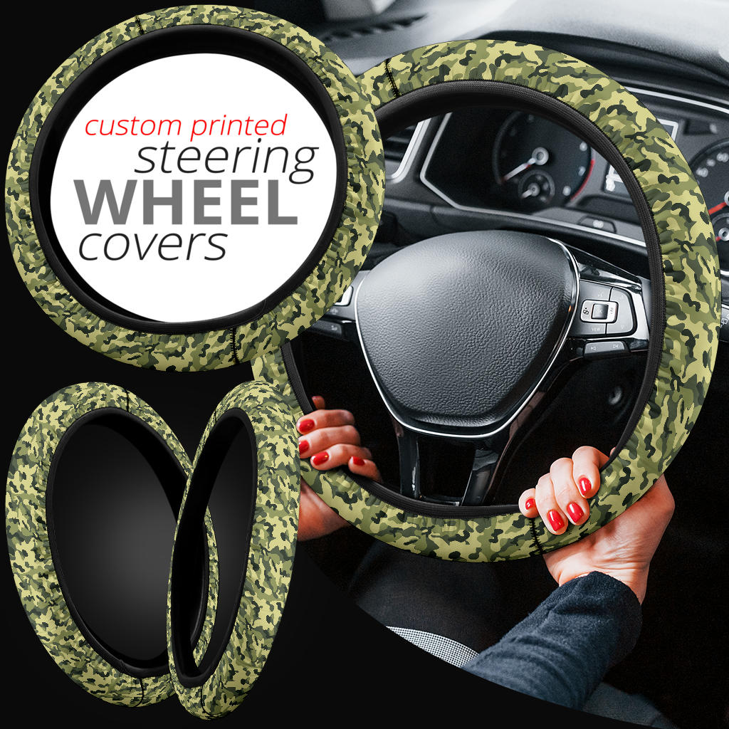 Camouflage Military US Army Green Premium Car Steering Wheel Cover