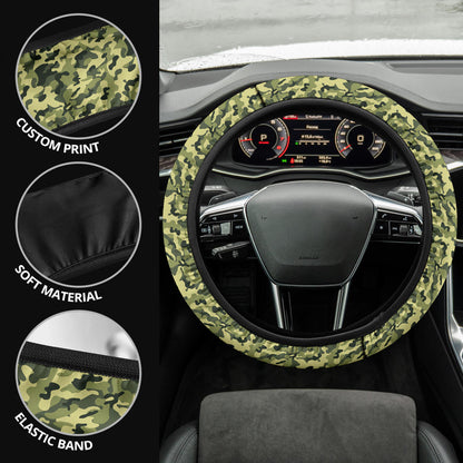 Camouflage Military US Army Green Premium Car Steering Wheel Cover