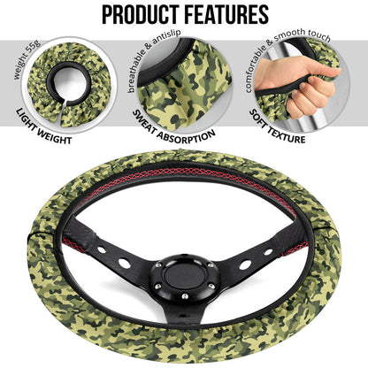 Camouflage Military US Army Green Premium Car Steering Wheel Cover