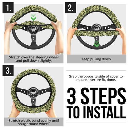 Camouflage Military US Army Green Premium Car Steering Wheel Cover