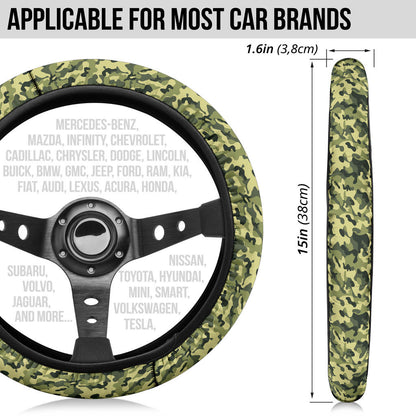 Camouflage Military US Army Green Premium Car Steering Wheel Cover