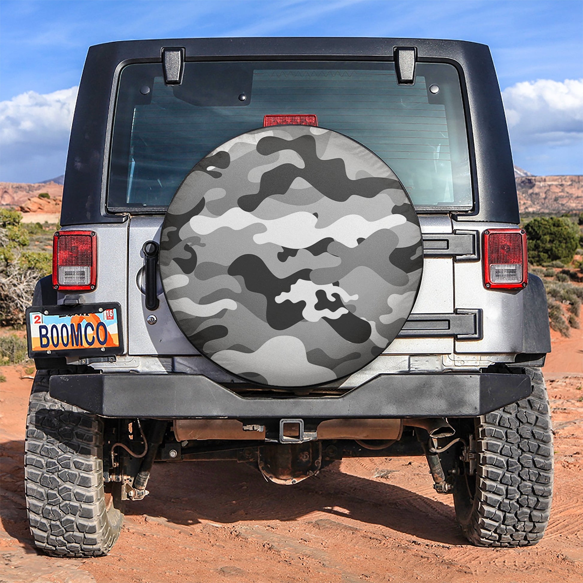 Camouflage US Army Bright Black And White Print Texture Car Spare Tire Cover