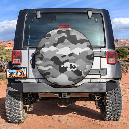 Camouflage US Army Bright Black And White Print Texture Car Spare Tire Cover
