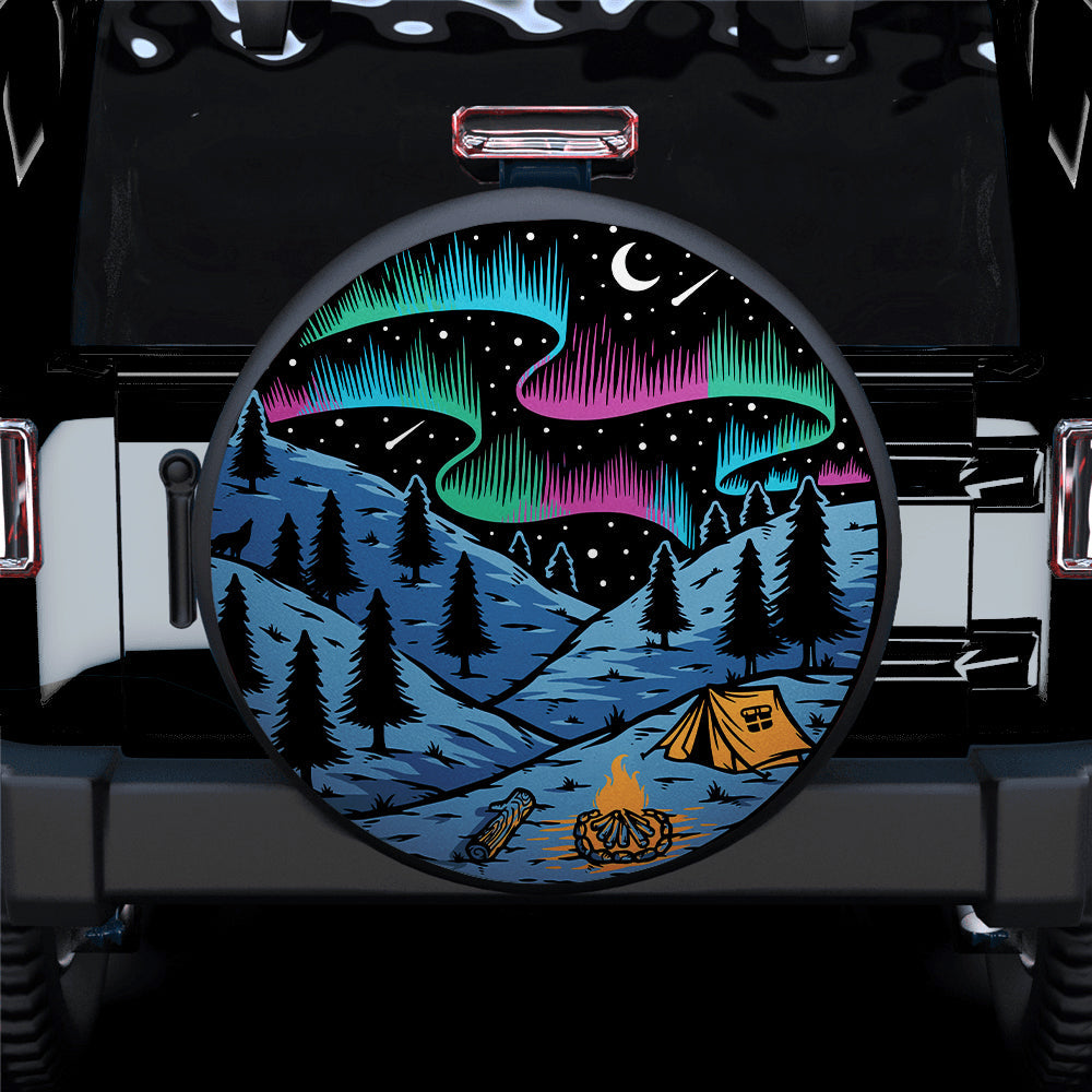 Camping Alaska Milky Way Sky Jeep Car Spare Tire Cover