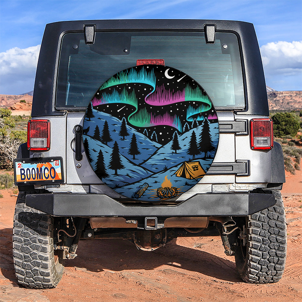 Camping Alaska Milky Way Sky Jeep Car Spare Tire Cover