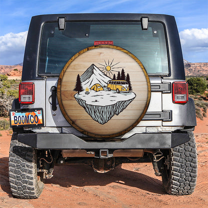 Camping Art Hippie Mountain Car Spare Tire Cover