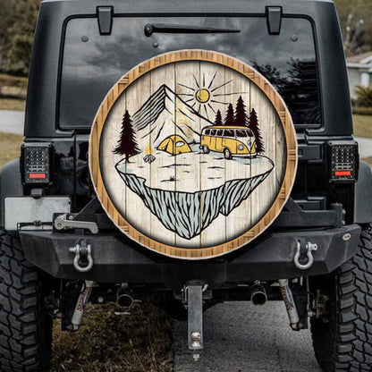 Camping Art Hippie Mountain Car Spare Tire Cover