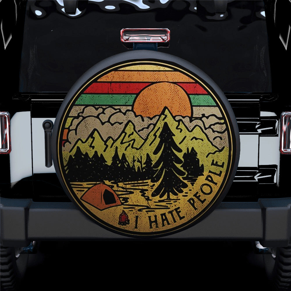 Camping I Hate People Vintage Spare Tire Cover