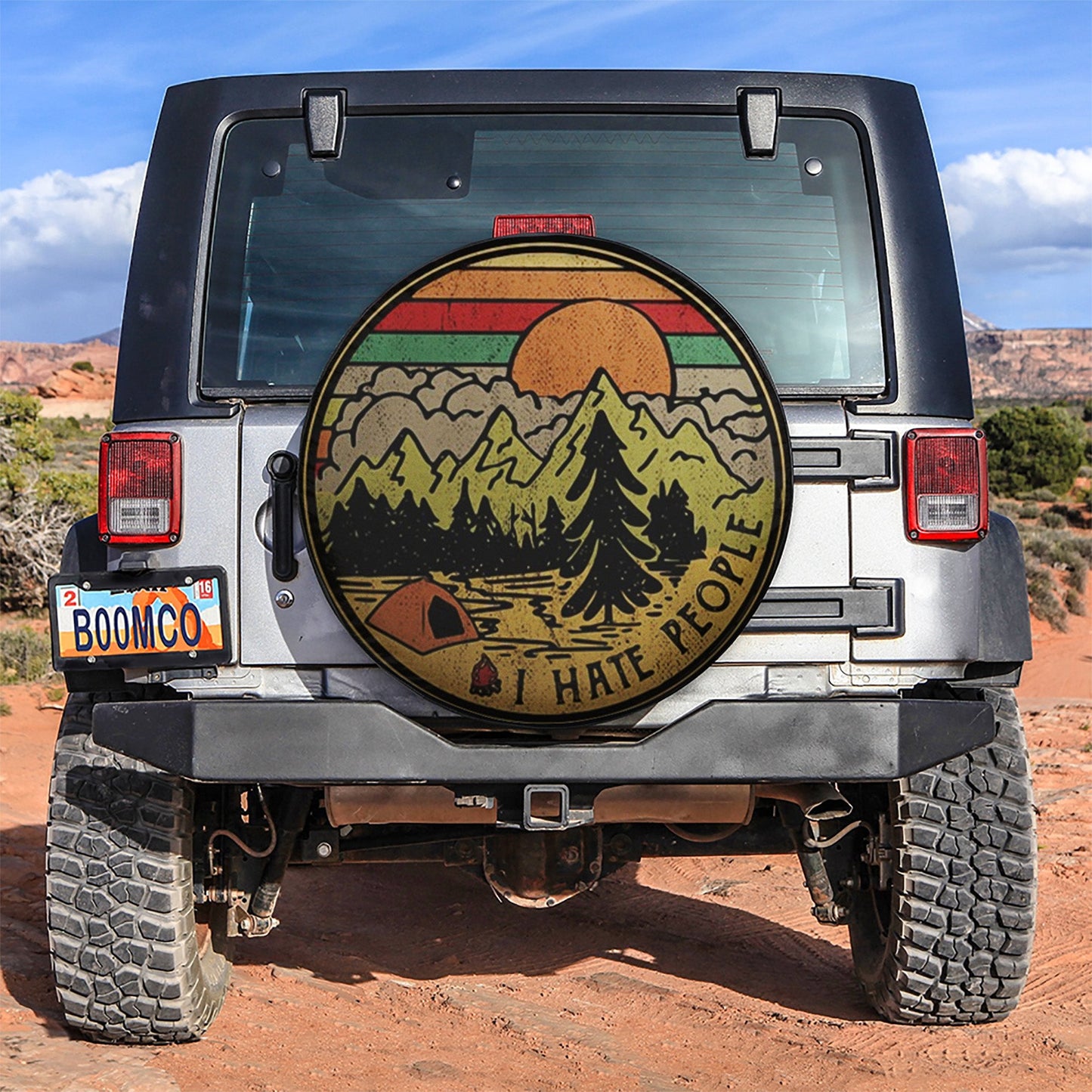 Camping I Hate People Vintage Spare Tire Cover