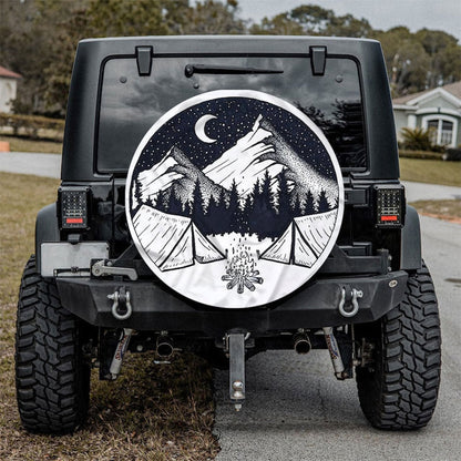 Camping Night, Hippie Vintage Art Car Spare Tire Cover
