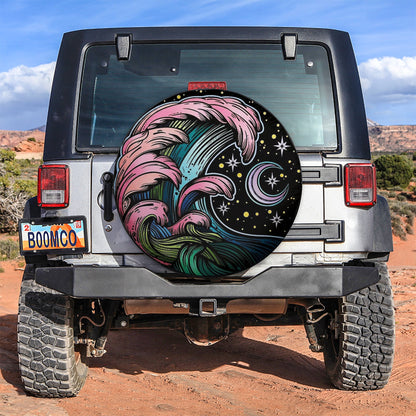 Camping Night Hippie Vintage Art Jeep Car Spare Tire Cover