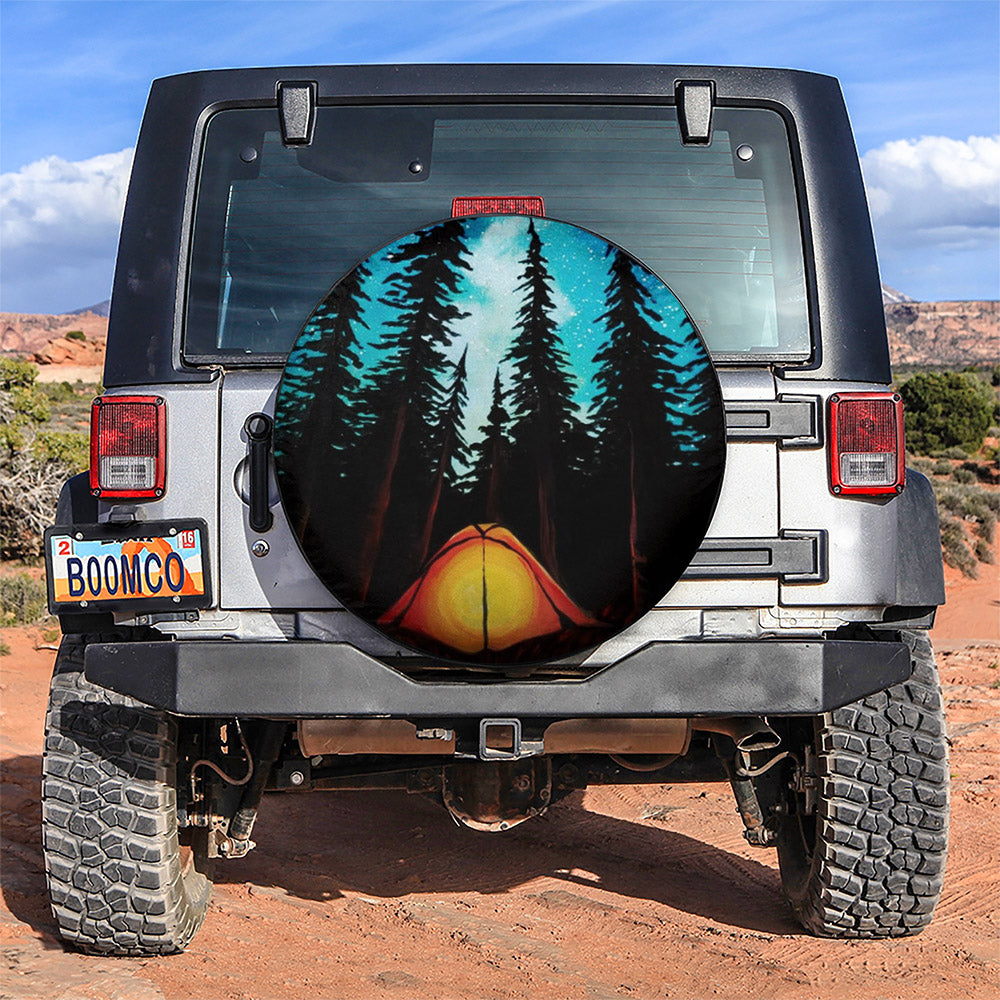 Camping Night Sky Car Spare Tire Cover