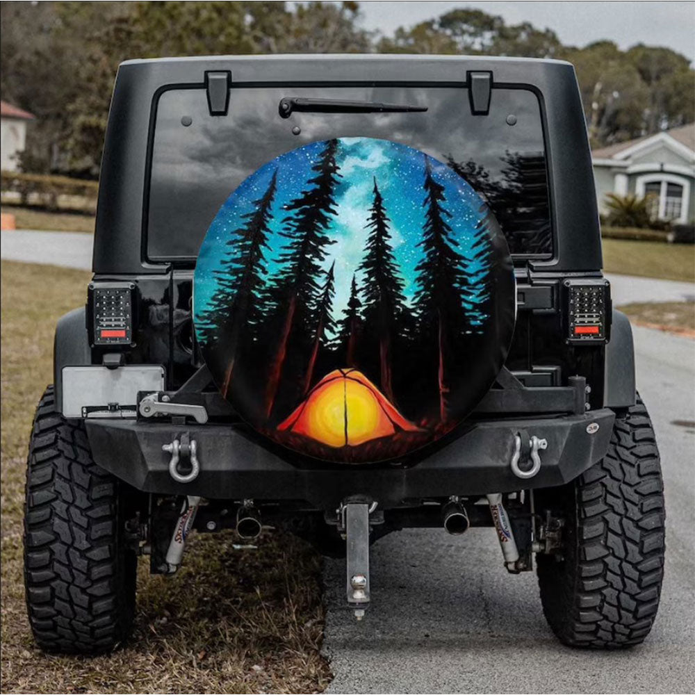Camping Night Sky Car Spare Tire Cover