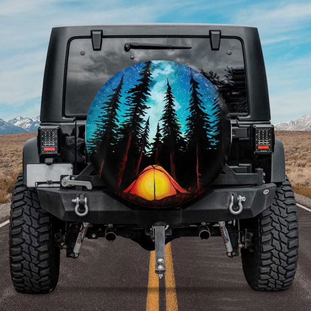 Camping Night Sky Car Spare Tire Cover