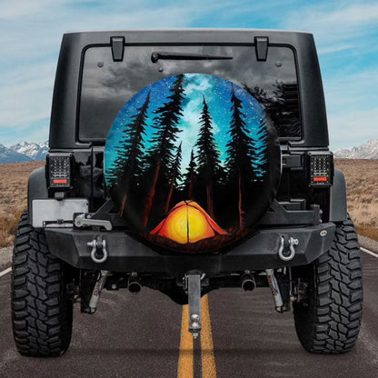 Camping Night Sky Car Spare Tire Cover
