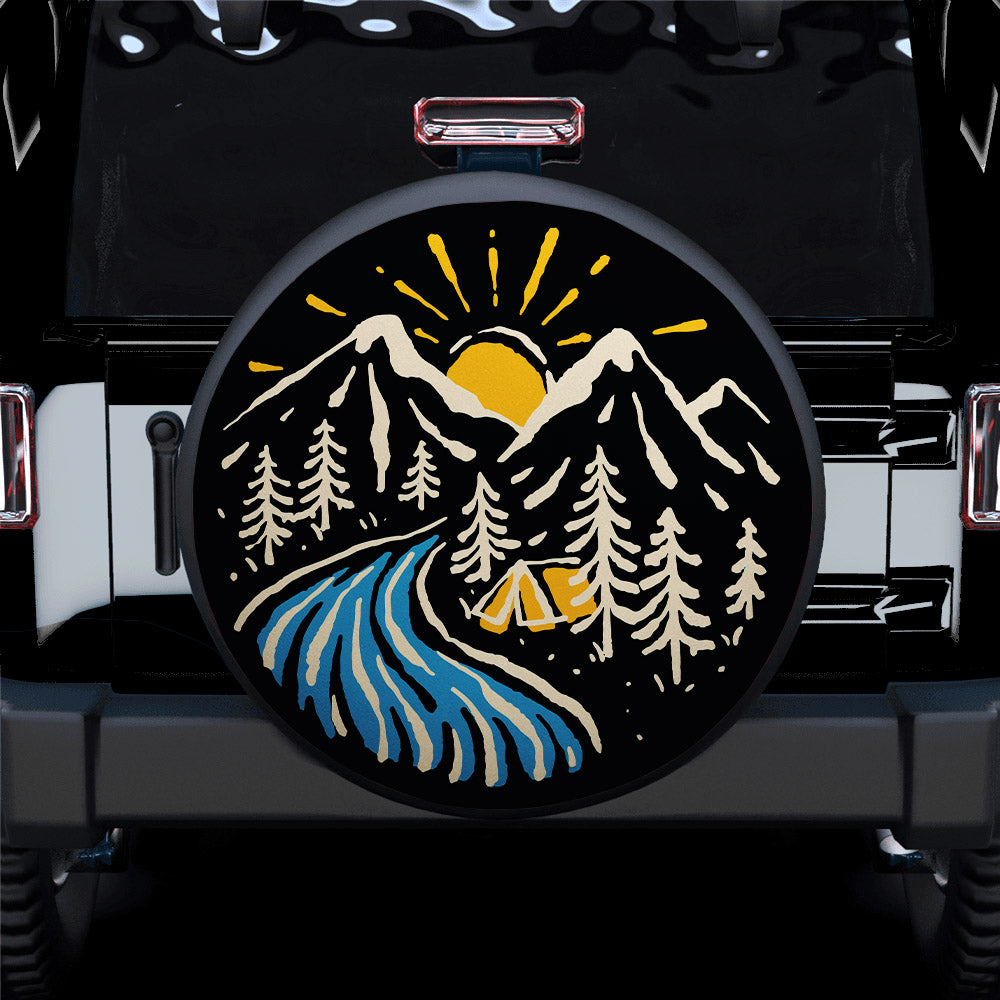 Camping Site Mountain Vibes Car Spare Tire Cover