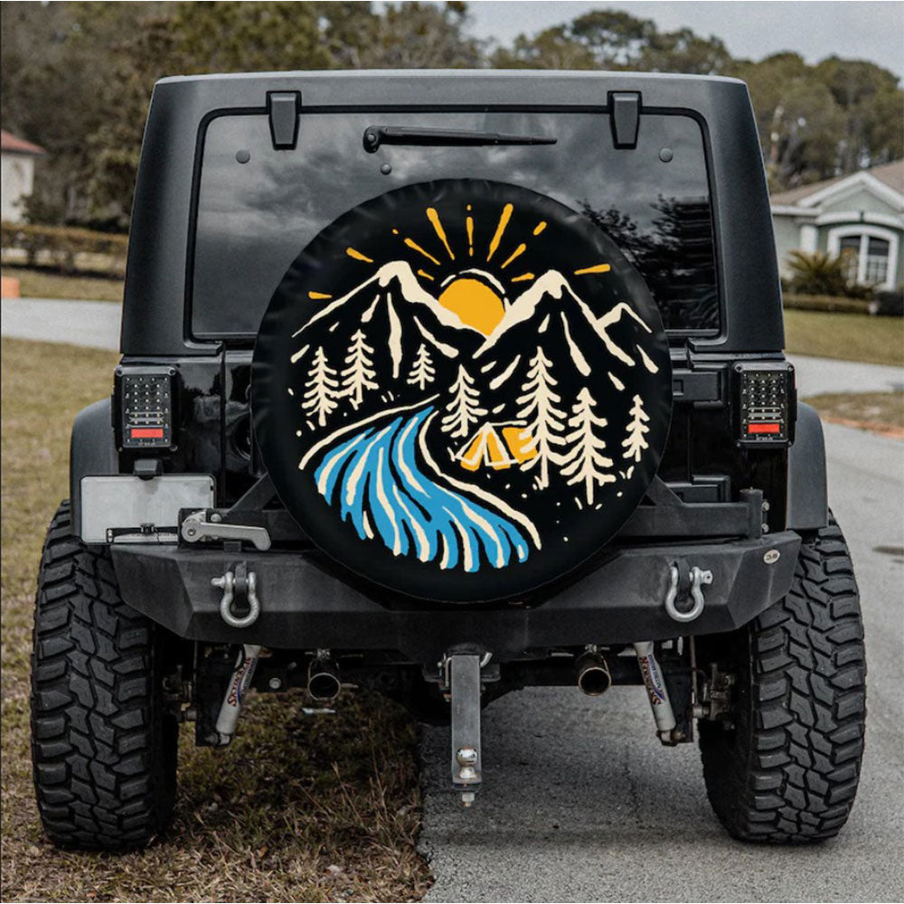 Camping Site Mountain Vibes Car Spare Tire Cover