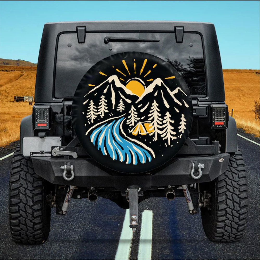 Camping Site Mountain Vibes Car Spare Tire Cover