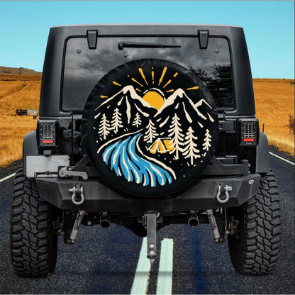 Camping Site Mountain Vibes Car Spare Tire Cover
