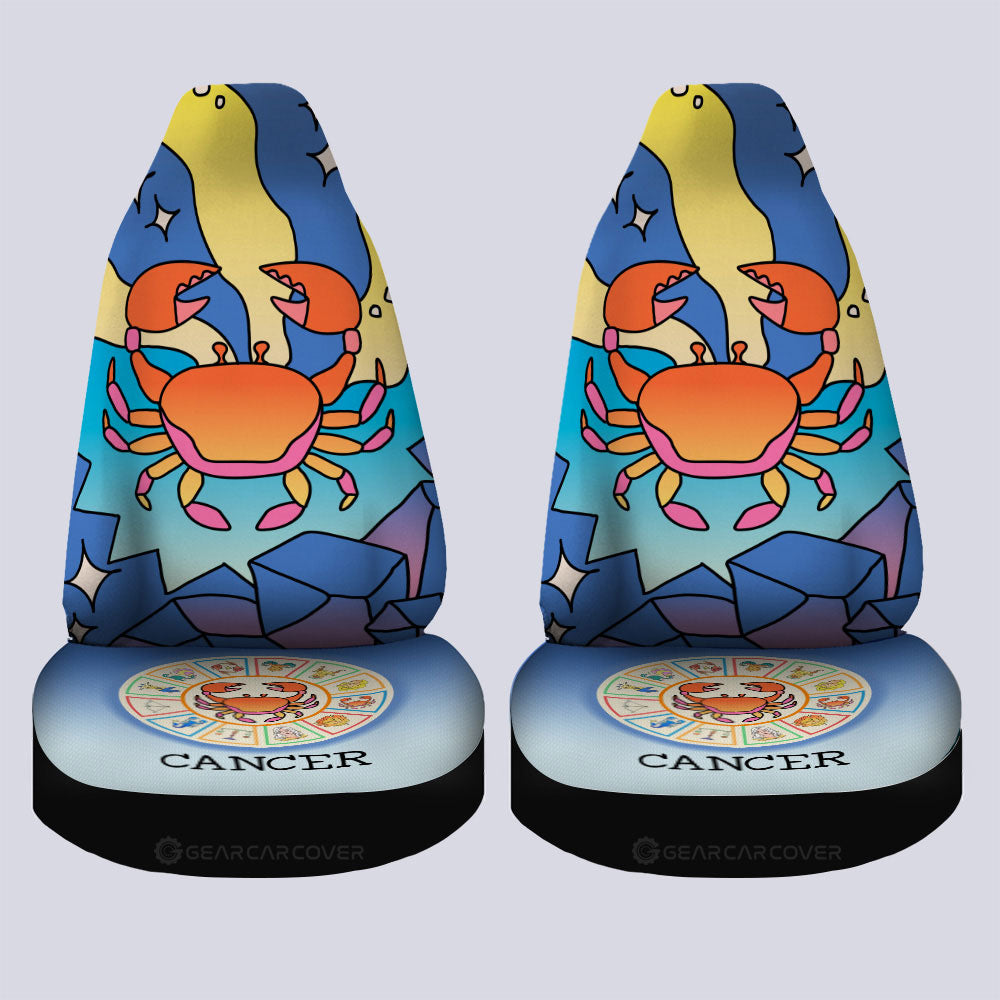 Cancer Colorful Car Seat Covers Custom Zodiac Car Accessories