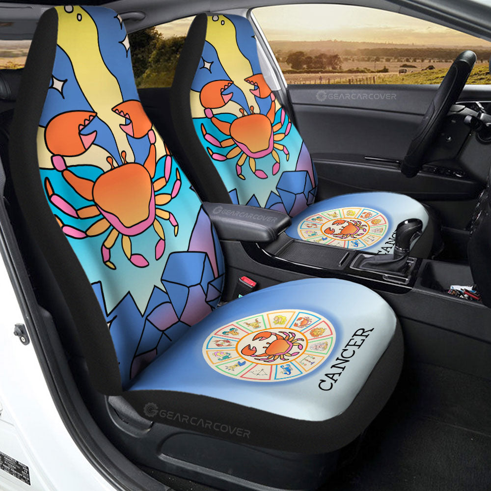 Cancer Colorful Car Seat Covers Custom Zodiac Car Accessories