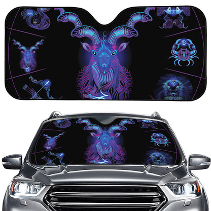 Capricorn And Astrological Signs Print Car Windshield Sun Shade