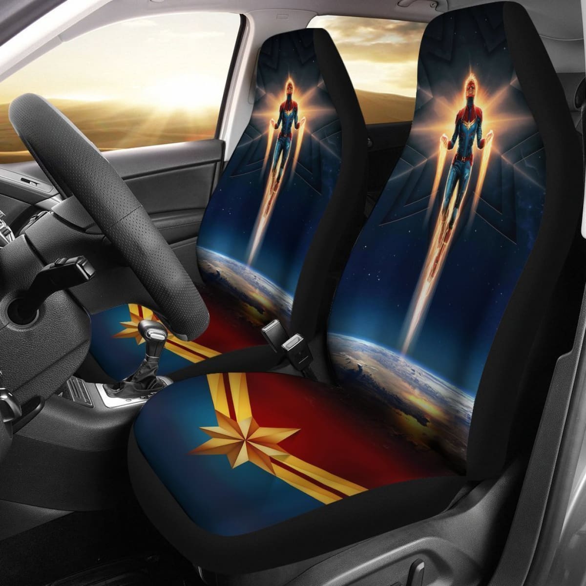 Captain Marvel Movie Car Seat Covers Lt03 Universal Fit 225721