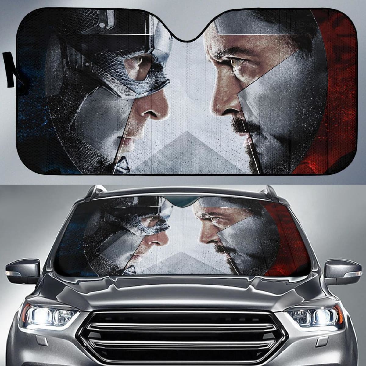 Captain Vs Iron Man Auto Sun Shade For Fan Nh07 Universal Fit 111204