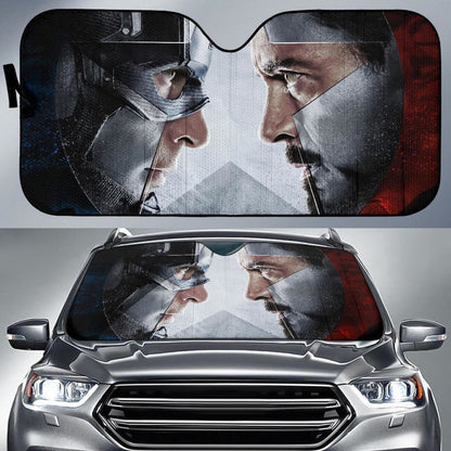 Captain Vs Iron Man Auto Sun Shade For Fan Nh07 Universal Fit 111204