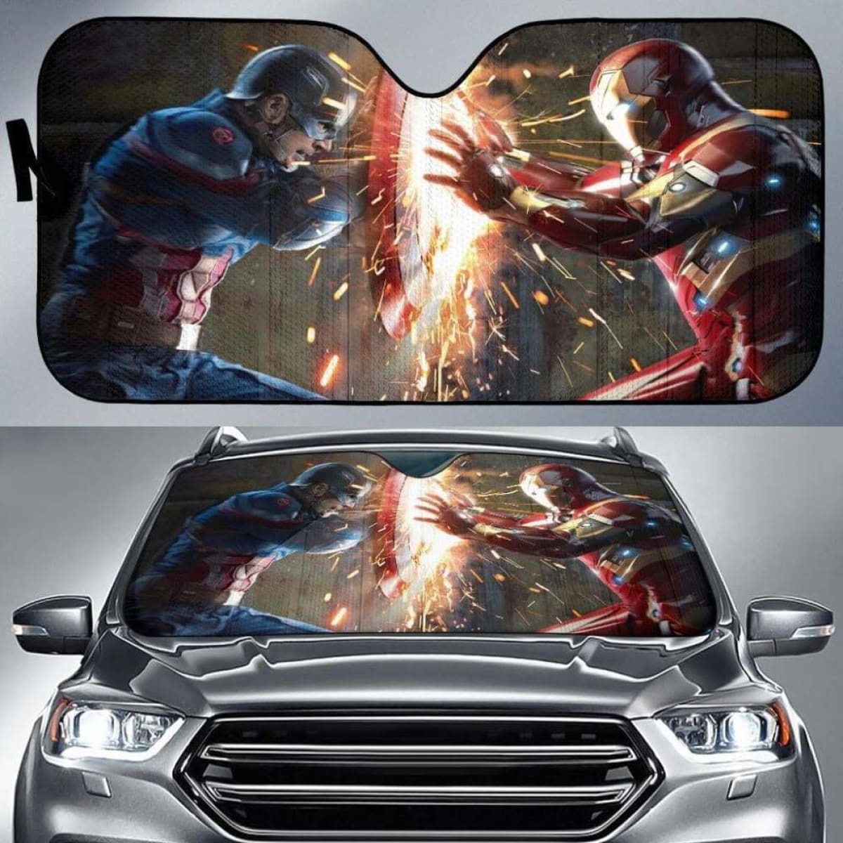 Captain Vs Iron Man Car Sun Shades 918b Universal Fit